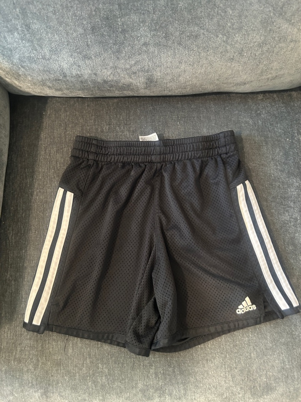 adidas Black Kids Mesh Shorts with White 3-Stripes